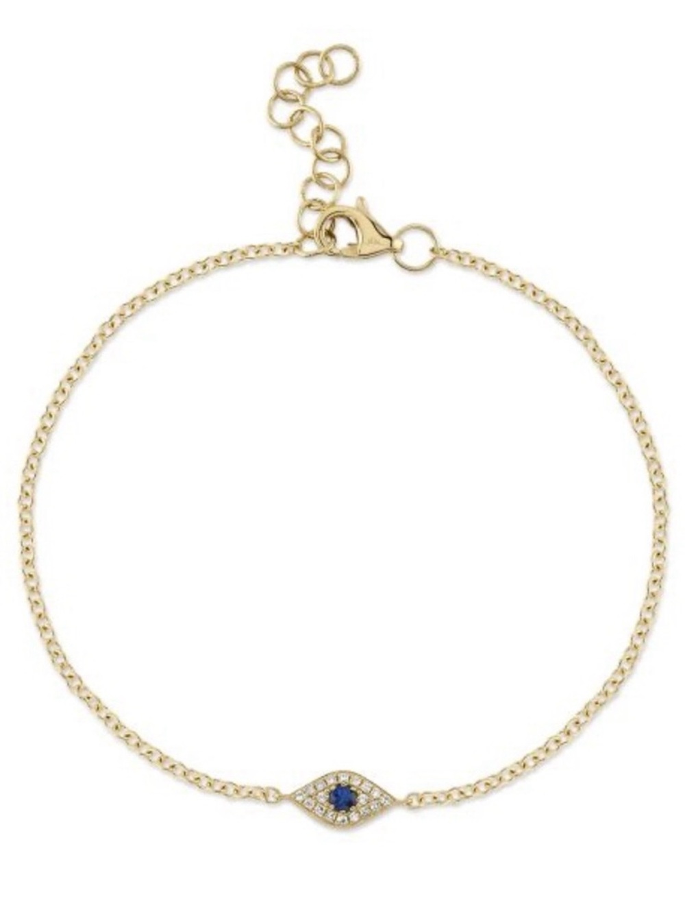 14K gold Evil Eye Diamond and Sapphire Bracelet
